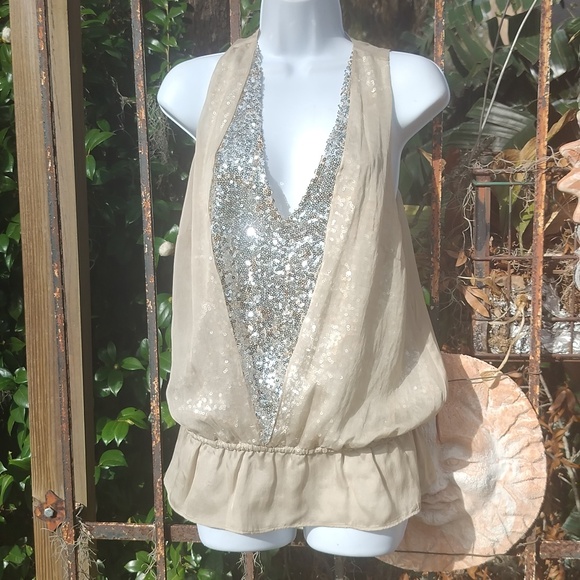 Robbi & Nikki sexy sleeveless sparkly tank top extra small XS - Picture 1 of 9